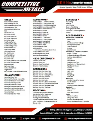 Competitive Metals Linecard